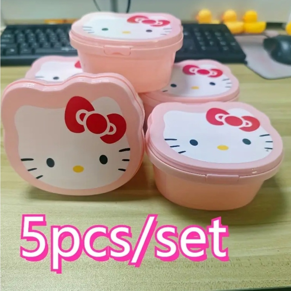 NWOT-Bento Hello Kitty Pink Snack Containers Set - Picture 7 of 15